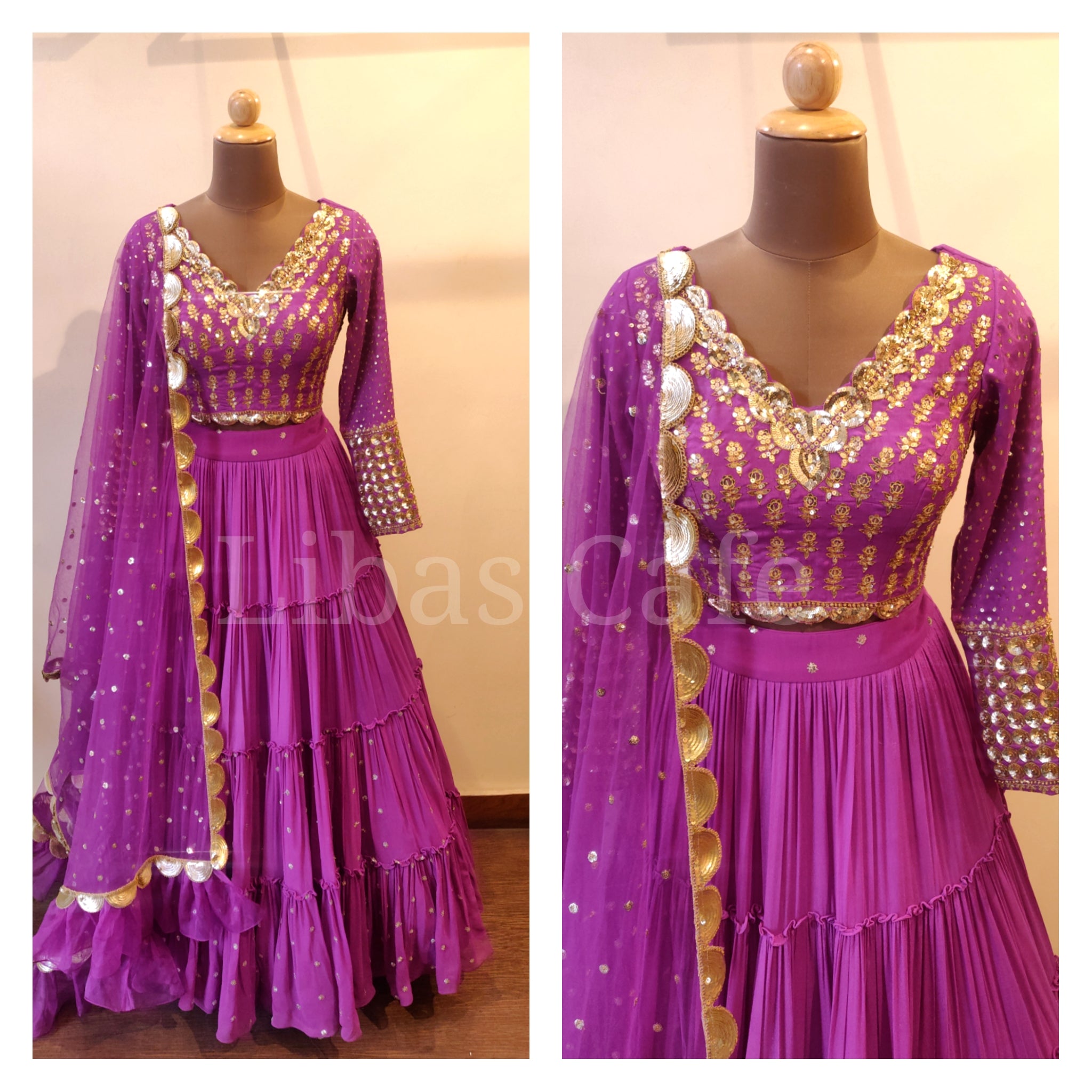 Purple Gathered Lehenga